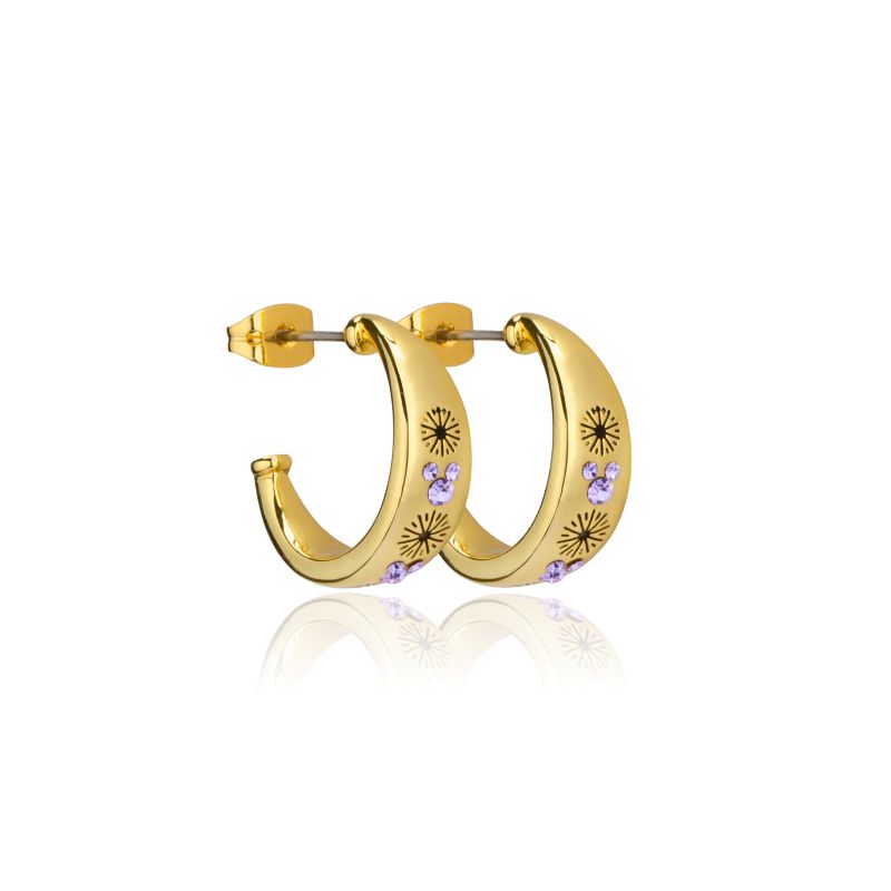 Disney - D100 Mickey Sterling Silver Gold Hoop Earrings