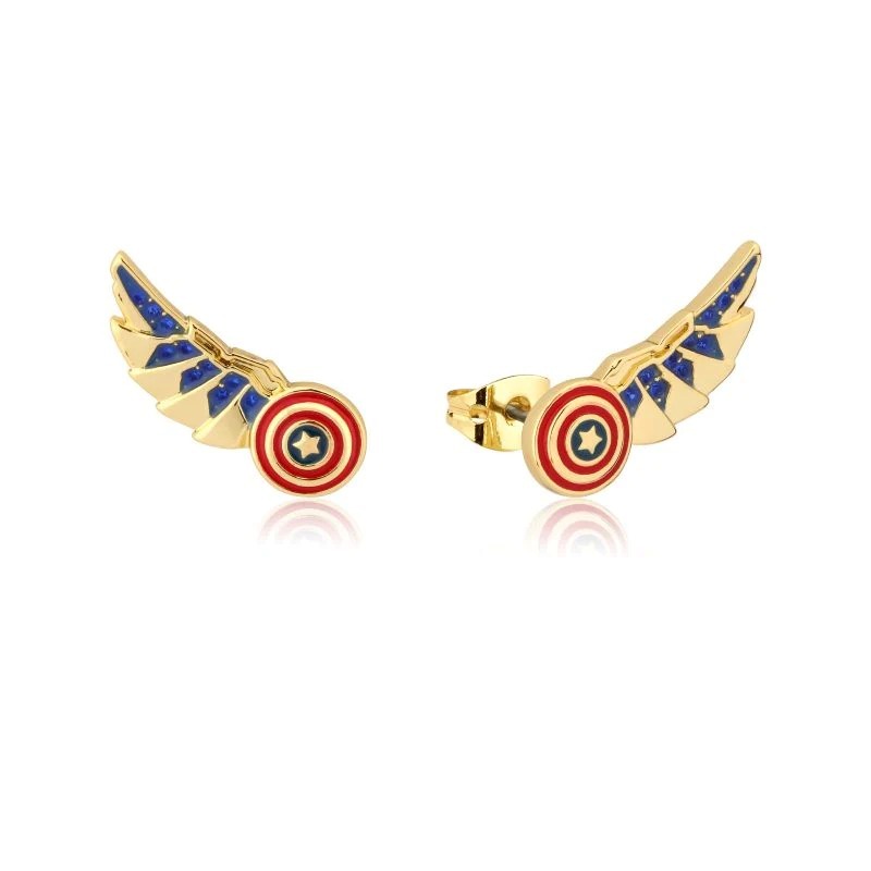 Marvel - Captain America Wing Studs - 14k gold overlay - Titanium