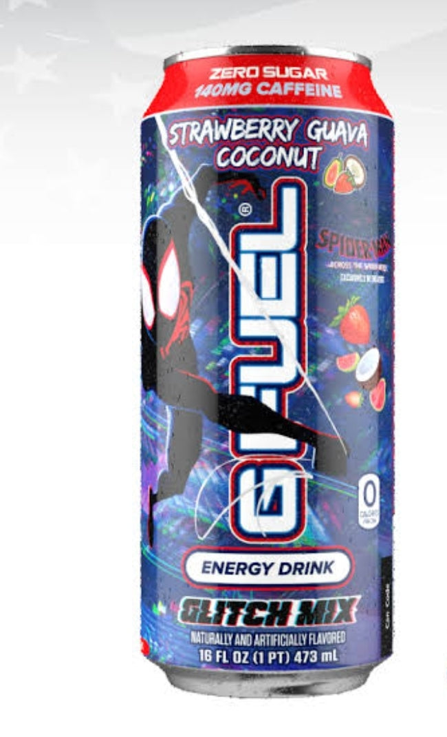 GFUEL Spiderman Strawberry Guava Coconut Glitch Mix Blue 473ml
