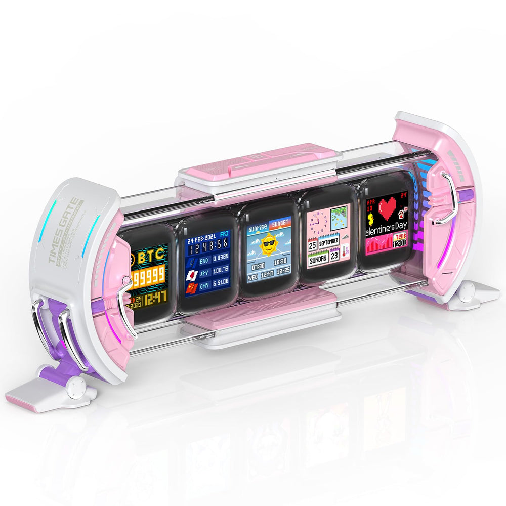 Divoom Times Gate Cute Gaming Digital Clock Informative Display Social Media, Pixel Art Display for Gamers Decor (Pink)