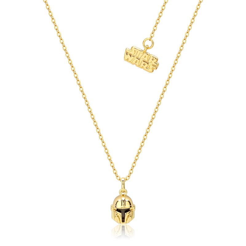 Starwars - Mandolorian Helmet Sterling Silver Gold Necklace