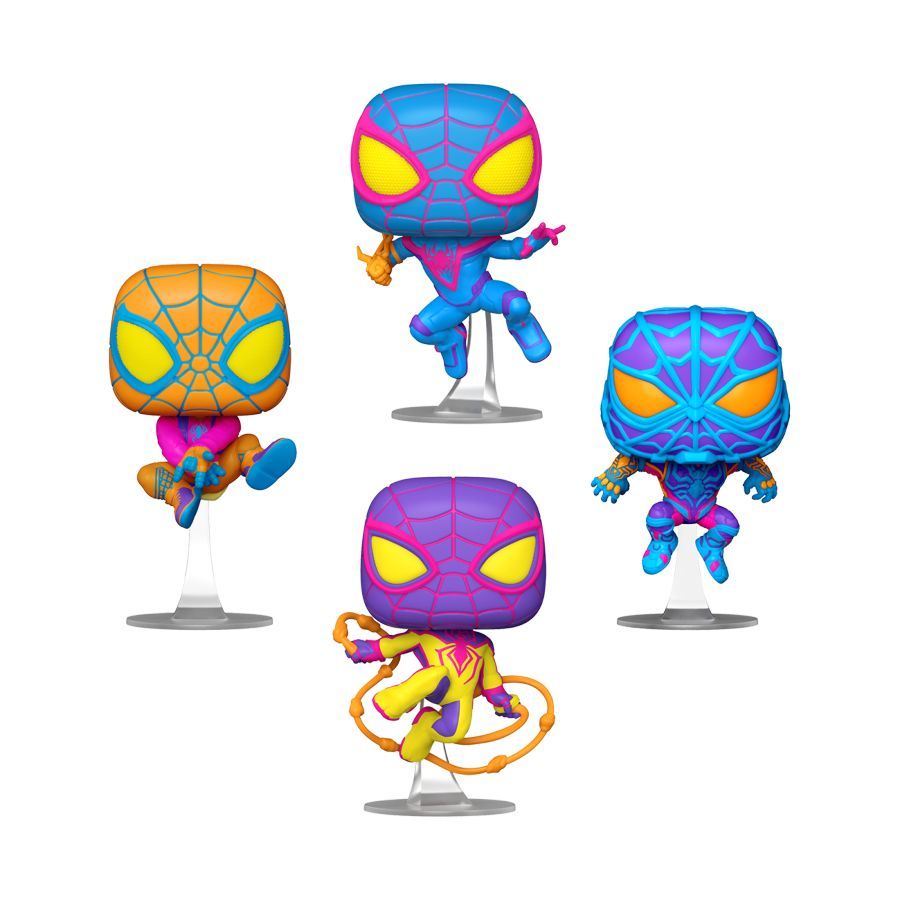 Marvel Spider-Man Miles Morales Blacklight 4 Pack Funko POP! Vinyl